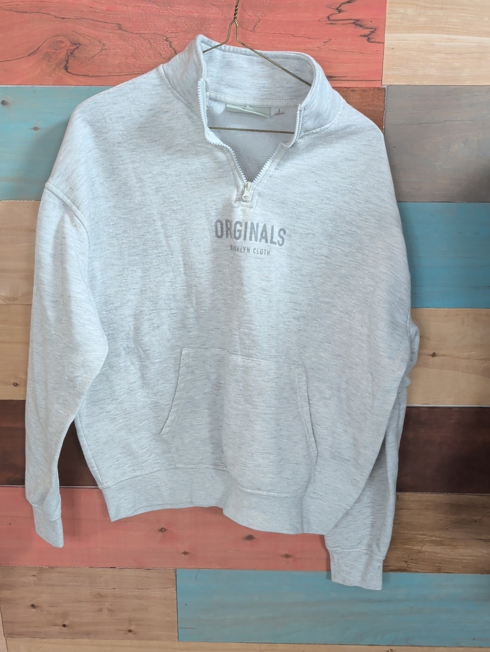 Brooklyn Cloth Light Heather Gray Quarter Zip Sweatshirt